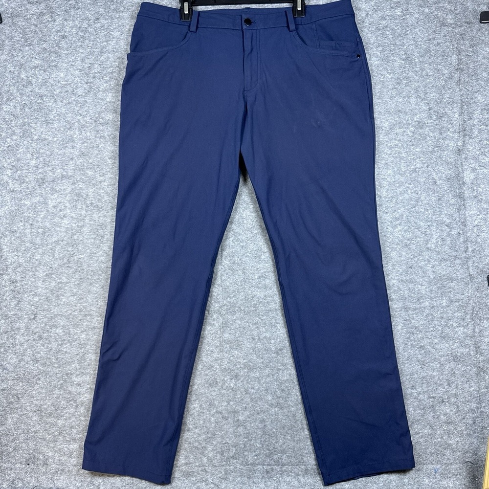 Lululemon ABC Pants Mens 39x33 Blue Slim Fit Straight Warpstreme 5-Pocket Chino